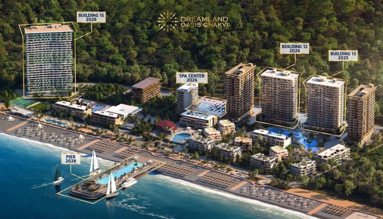 Dreamland Oasis Chakvi - генплан курорта: корпуса, спа-центр, пирс