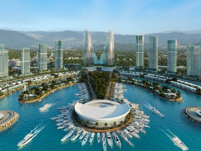 Небоскрёб на острове в море - Искусственный остров